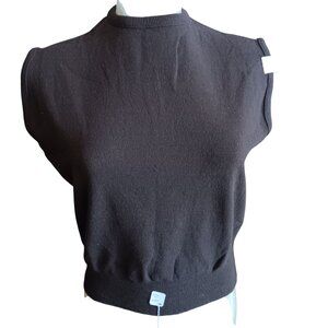 Large Vintage Russ Sleeveless Knit Top Back Zipper Closure & Ribbed Hem 1970's